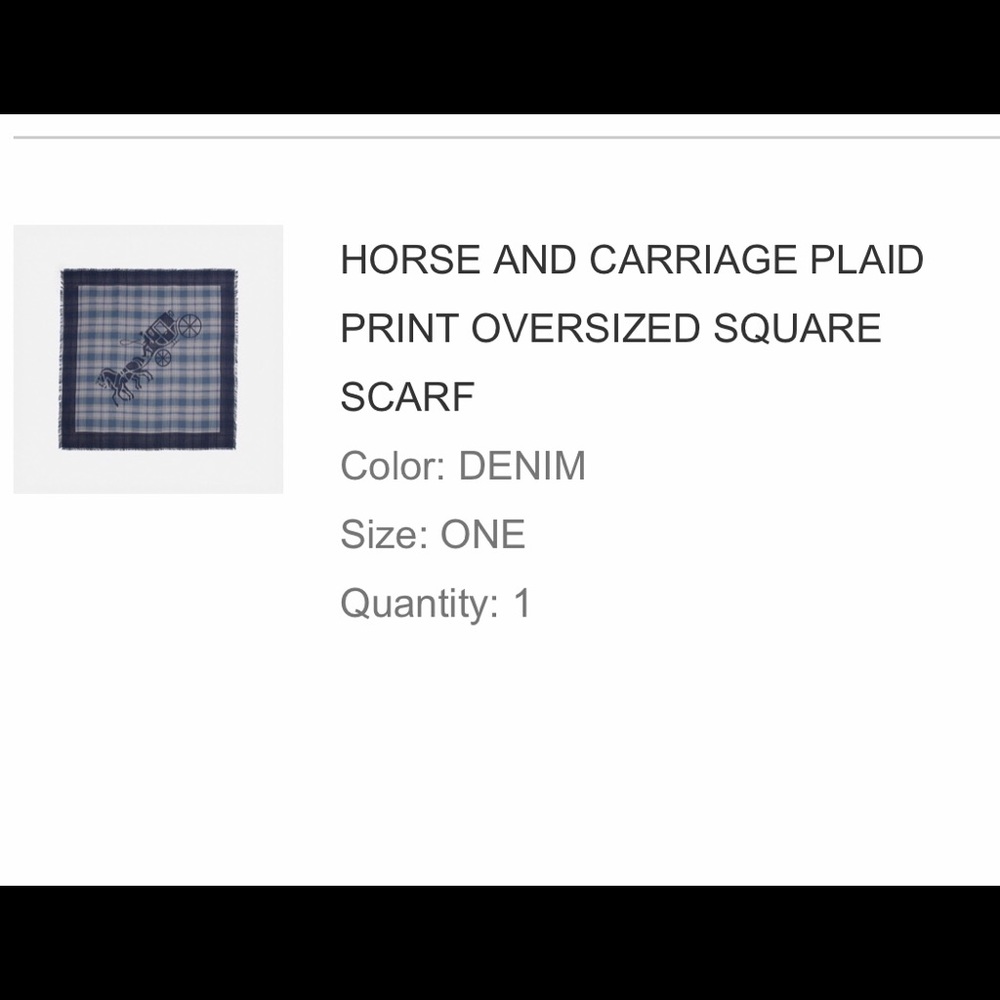 NWT Coach plaid horse and carriage scarf/wrap